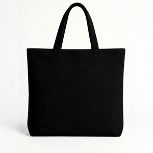 <b>Large</b> Black Canvas Tote <b>Bag</b> With Top Handle For Daily Shopping Use - Product Image 1