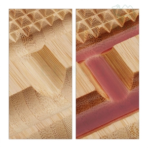 Planche à découper pratique en bambou profilée planche à découper délicate avec bloc à découper essentiel à rainure de jus pour la cuisine - Product Image 2