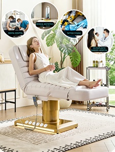Premium Lash & Facial <b>Bed</b> 3 Motor Electric Lift Spa <b>Bed</b> with <b>LED</b> Ambient Light & Golden Base ABS Material Soap for Home Use - Product Image 6