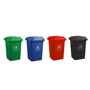 Plastic Bin Multi Selection Customized 13 Gallon Plastic Trash Can With Lid Square Recycling Waste Bin