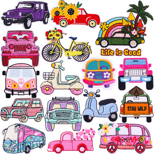 Tự làm phim hoạt hình xe buýt thêu các bản vá lỗi dễ thương đầy màu sắc xe máy trẻ em phổ biến của quần áo mũ off-road xe các bản vá lỗi - Product Image 1