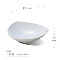 Assiette creuse triangulaire en mélamine pour restaurant, idéale pour salades, fruits, tempura, fruits de mer, desserts, noix, snacks, vaisselle de fête, style asiatique