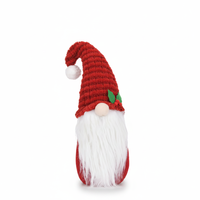 Gnome de Noël écologique en peluche avec chapeau en velours côtelé, décorations de Noël en forme de baies de houx, poupée en peluche