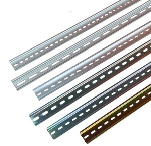 Riel DIN de acero o aluminio para gabinete de servidor IA, riel industrial de acero con orificios fijos para C45, plateado/dorado - Product Image 1