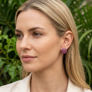 Natural Ruby <b>Stud</b> <b>Earrings</b> 925 Sterling Silver Rhodium Plated Handmade Fine Gemstone Jewelry for Women's Wedding Party - Product Image 4