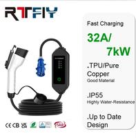 Nouvelle conception de chargeur EV portable AC 32A 7kW, charge rapide de véhicules électriques avec prise CEE, utilisation à domicile et en extérieur, IP55, certifié CE