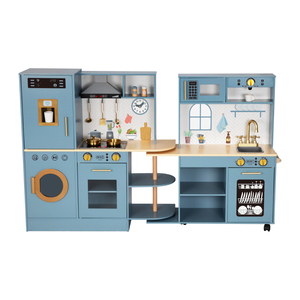 Jouets de <span class=keywords><strong>cuisine</strong></span> en <span class=keywords><strong>bois</strong></span>, jeux de simulation pour enfants, jeux de <span class=keywords><strong>cuisine</strong></span> bleus et blancs, grand ensemble de jouets pour enfants - Product Image 2