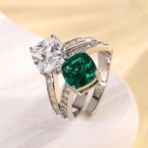 Fashion Jewelry Eco-friendly Copper Unique Romantic Style 8*8mm Multicolor Zircon Toi Et Moi Adjustable <b>Ring</b> for Women - Product Image 4