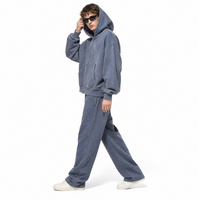 Sweat-shirt à capuche zippé intégral en molleton bouclé épais 450 GSM, délavé aux enzymes, coupe décontractée, streetwear pour homme, vente en gros