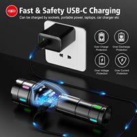 Lampe torche LED rechargeable 30W super lumineuse 1800lm avec écran LCD, autonomie 12h, en aluminium noir, portable pour le camping