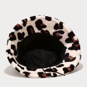 Women Autumn Winter Casual Fisherman <b>Hat</b> Leopard Print Fleece Lined Thickened Windproof Bucket <b>Hat</b> - Product Image 5
