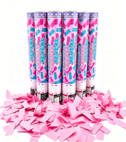 Canon à confettis Ali 30 cm écologique bleu et rose avec papier de soie pour révélation du sexe, fête prénatale, anniversaire, Noël
