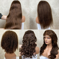 Perruque en cheveux humains classique de haute qualité, perruque en cheveux de soie véritable douce, couleur marron tendance, perruque en cheveux humains