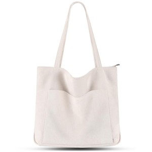 Borsa a Tracolla in Velluto a Coste con Logo Personalizzabile, Grande Capacità, Chiusura a Cerniera e Tasca Interna per Donne - Product Image 1