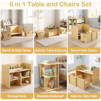Bureau d'activités pour enfants à hauteur réglable, table et chaise Montessori avec tableau noir