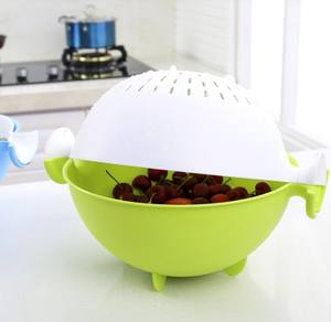 Factory Direct Sale Rotary Drain <b>Basket</b> Creative Home Double Kitchen Washing Vegetables Washing Fruit <b>Plastic</b> <b>Basket</b> for Kitchen - Product Image 5