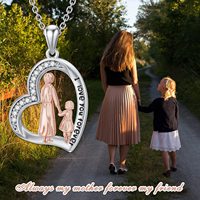 Collier en argent sterling 925 coeur je t'aime maman cadeaux pour la fête des mères