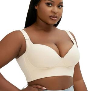<span class=keywords><strong>Soutien</strong></span>-<span class=keywords><strong>gorge</strong></span> push-up grande taille pour femmes avec bretelles convertibles motif solide respirant et ajustement mammaire auxiliaire - Product Image 5