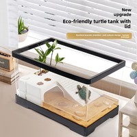 Grand bassin rectangulaire de luxe pour l'élevage de tortues, en plastique filtrant, avec couvercle et table de basking, pour terrasse de villa, écologique brésilien