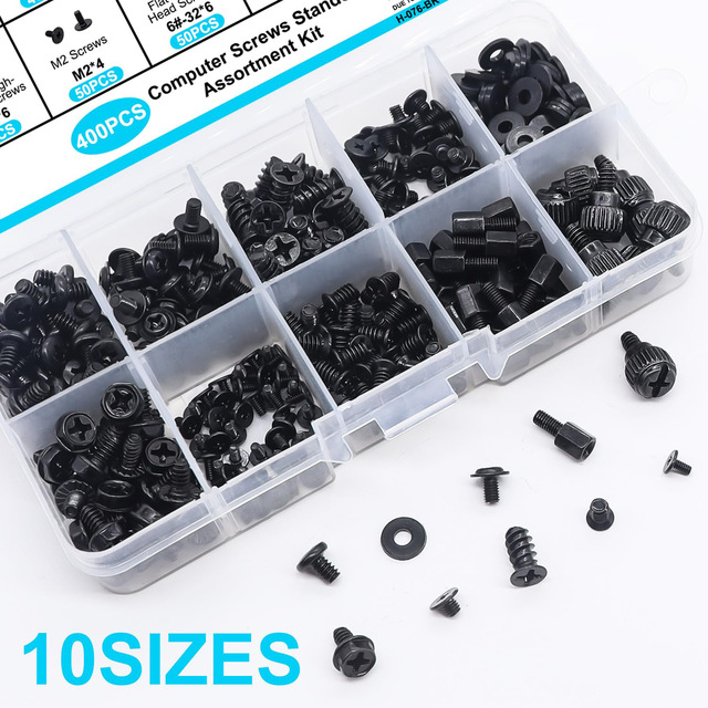 Optimal 400pcs Inch Computer Screws Assembly Kit for General Motherboards Hard Drives Laptop Screws-40Cr Alloy Steel Standard