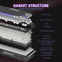 Teclado Mecánico Compacto Ergonómico con Montaje en Gasket, Inalámbrico 2.4Ghz, Hot Swap, RGB, Teclas PBT, para Juegos, con Perilla