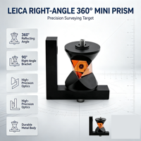 Mini-prisme à angle droit 360 degrés compatible avec la station totale Leica, cible réfléchissante pour l'ingénierie et la topographie