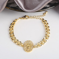 Bijoux en vrac mode simple 14k couleur or fleur vierge marie rose bracelet incrusté pour les femmes vente en gros