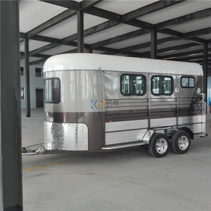 Remolque de coche de caballos de lujo personalizado con 3 patios de cama de techo flotante, carros de puerta de caravana añadidos - Product Image 2