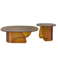 Table basse de salon en acrylique haute esthétique Table basse ovale de luxe moderne