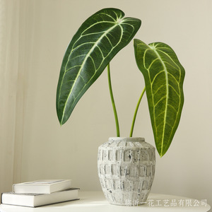 Plante artificielle Anthurium Yihua Floral Art, fleur en soie verte à rayures blanches, décoration intérieure style tropical HZ001 - Product Image 1