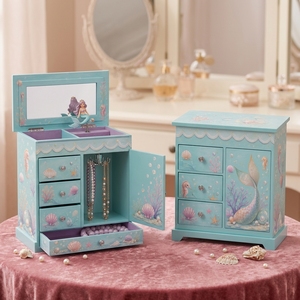 Boîte <span class=keywords><strong>à</strong></span> musique sirène, boîte <span class=keywords><strong>à</strong></span> musique ballerine, organisateur pour enfants avec miroir, tiroir de rangement pour bagues, carrousel <span class=keywords><strong>à</strong></span> colliers, vente en gros - Product Image 2