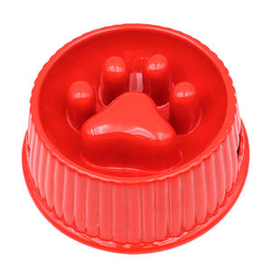 Bol en céramique surélevé pour chat et chien, fait main, écologique, rouge, pour une alimentation lente et saine, texture patte, sans plomb, pour intérieur, extérieur et voyage - Product Image 2