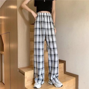 <strong>Women's</strong> Fashion High Waist 2025 <strong>Women</strong> Pants Streetwear Mopping <strong>Trousers</strong> <strong>Plaid</strong> Wide-leg Pants - Product Image 3