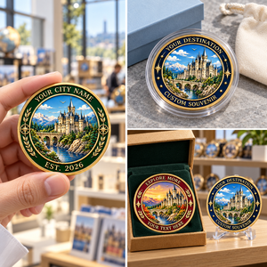 Custom Castle Souvenir Challenge Coins Full Color Landscape Gold Tone Personalized Tourism Commemorative Collectible Gifts - Product Image 2