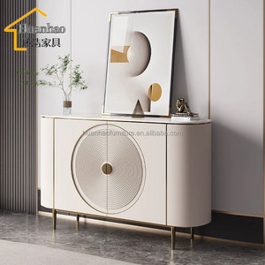Mueble de Comedor Moderno y Minimalista Color Crema, Mueble de Almacenamiento de Pared <span class=keywords><strong>para</strong></span> Sala de Estar Familiar Pequeña, Estilo Nórdico con Tablero de Roca y Pizarra - Product Image 1