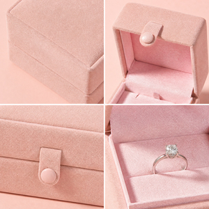 Zebopak Blush Pink Suede Engagement Ring <b>Box</b> with Clasp for <b>Christmas</b> Holiday Jewellery Gift Collection Supplier - Product Image 3