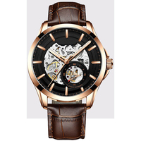 Montres automatiques en acier pour entreprise, avec design d'usine et personnalisables, à mouvement squelette, petite seconde apparente, pour marque privée