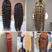 Perruques Frontales en Dentelle Cheveux Humains de 30 32 34 36 38 40 50 Pouces pour Femmes, Cheveux Indiens Vierges Bruts Lisses Ondulés Profonds, Longues Perruques Frontales en Dentelle