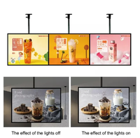 Boîte lumineuse LED magnétique rectangulaire personnalisée pour la publicité, affichage de menu LED suspendu en aluminium pour café, restaurant, boutique, cage