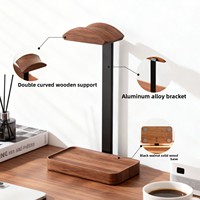 Support pour casque en bois massif, support pour écouteurs, support pour jeux sur ordinateur avec base de rangement