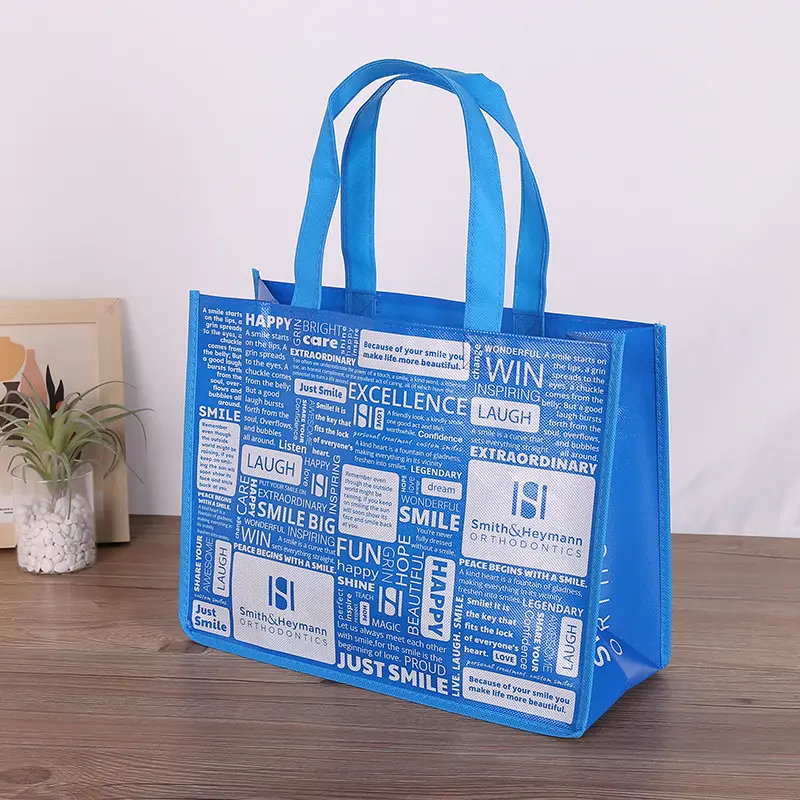 Bolso de compras de tela reciclable con logotipo, bolsa de compras no tejida con estampado personalizado, barata