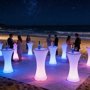 Lampe de sol LED lumineuse pour table haute, éclairage décoratif d'intérieur et d'extérieur pour pelouse, table et chaise de fête lumineuses colorées pour la plage - Product Image 2