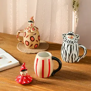 手绘鸡尾酒杯创意可爱陶瓷杯3D逼真葡萄酒咖啡茶造型马克杯小红帽女孩斑马