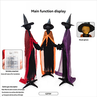 Trois figurines populaires transfrontalières pour Halloween : sorcières et fantômes lumineux à tenir en main, pour la décoration de cour et de fête
