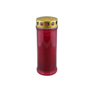 Vela eterna clásica de recuerdo de cementerio rojo blanco, velas de tumba conmemorativas de luz amarilla con tapa protectora - Product Image 3