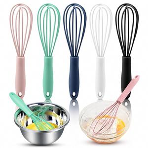 Factory Hot Sale 5 <b>Pcs</b> Macaron Cute Gifts Colorful Kitchen <b>Mini</b> Silicone Whisks - Product Image 2