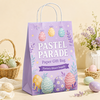 Sacs cadeaux de Pâques en papier kraft écologique personnalisés avec logo imprimé, poignée torsadée, vente en gros