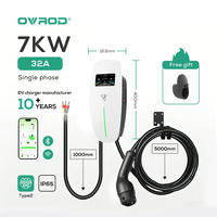 Station de recharge pour véhicules électriques Ovrod 7 kW Type 2 AC, murale, à charge rapide, borne de recharge murale pour véhicules électriques