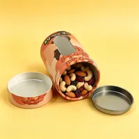 Tube en papier biodégradable de qualité alimentaire personnalisé avec fenêtre transparente APET et couvercle métallique pour thé et biscuits