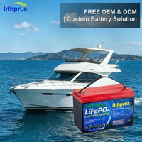 Batterie au phosphate de fer et de lithium de qualité A 25,6 V 100 Ah 6K à décharge profonde pour applications marines avec BMS intelligent, bus CAN, borne M8, CE, RoHS, IP67, OEM, ODM